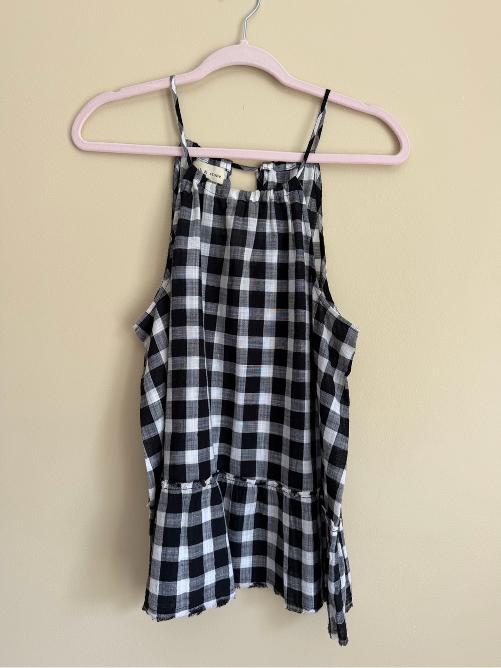 Cloth and Stone black and white checked halter top